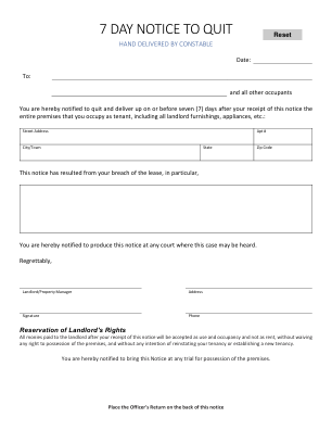 Thumbnail of 7 Day Notice to Quit