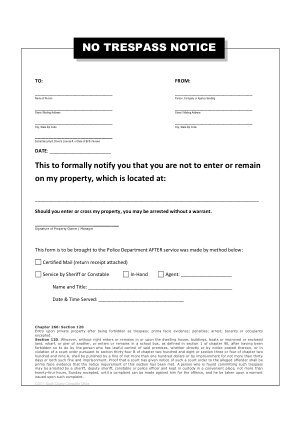 Thumbnail of No Trespass Notice