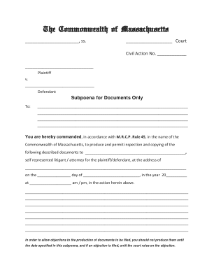 Thumbnail of Subpoena for Documents Only